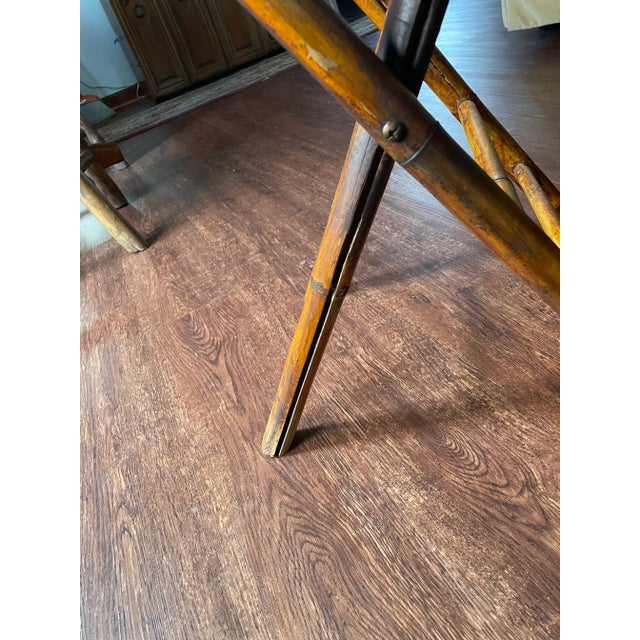 Brown Mid 20th Century Tortoise Bamboo Folding Table. For Sale - Image 8 of 10