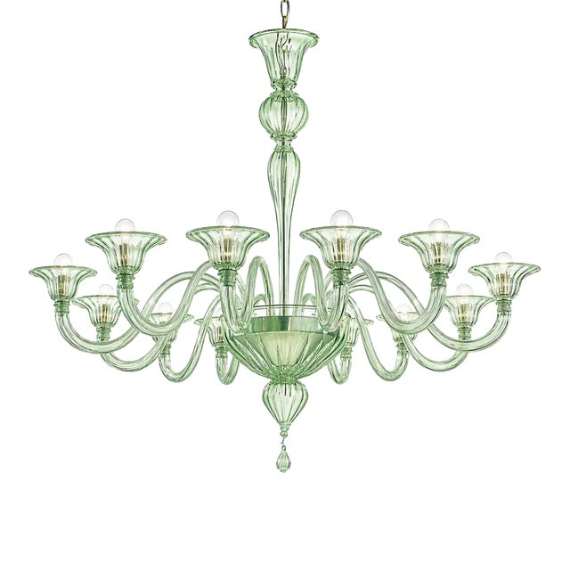Elegant Contemporary Rigadin Murano Glass Chandelier For Sale