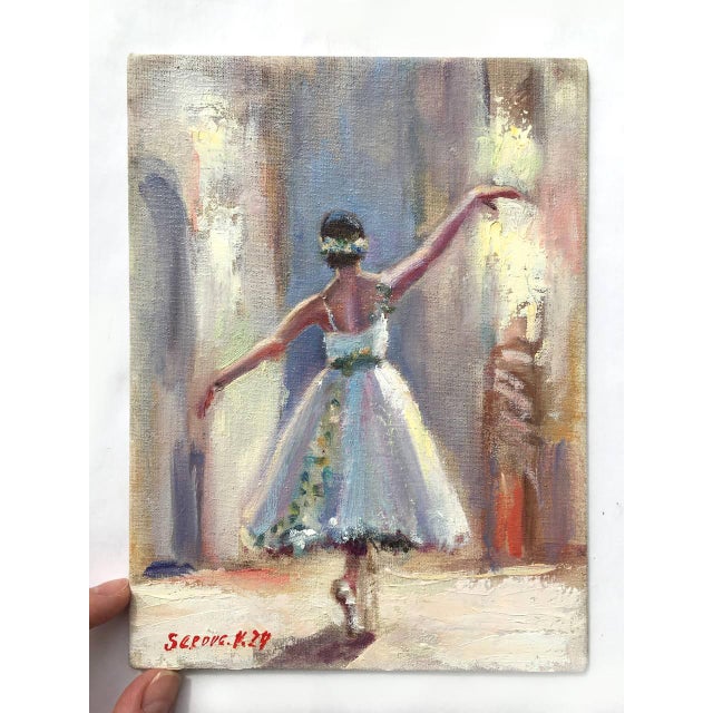 2020s Ballerina Painting Original Impressionist Oil Blue Dancer by Valeriya Serova, Framed For Sale - Image 5 of 12