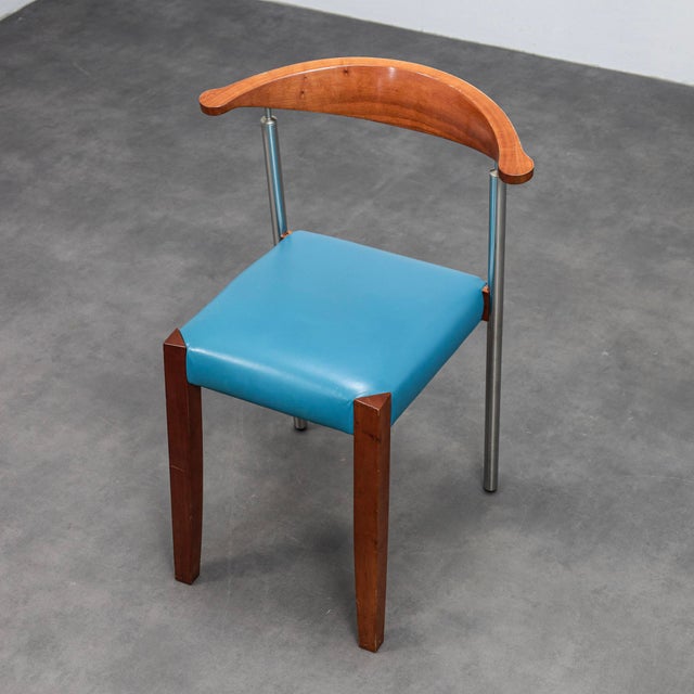 Wood Vintage Leather Dining Chairs, Italy, 1990s, Set of 4 For Sale - Image 7 of 11