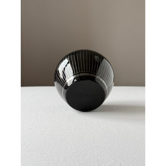 Art Deco Hyalith Glass Vase with Fine Silver Line Decoration, 1930s For Sale - Image 3 of 6