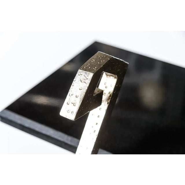 Postmodern Zigzag Granite and Steel Side Table, 20th Century For Sale In West Palm - Image 6 of 12