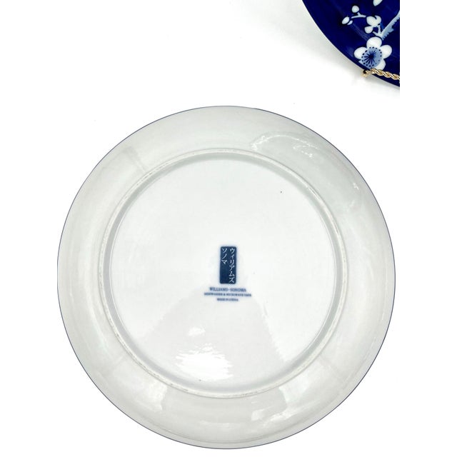 Early 21st Century Williams Sonoma Japanese Garden Cherry Blossom Blue and White Porcelain Plates - Set of 2 For Sale - Image 4 of 9