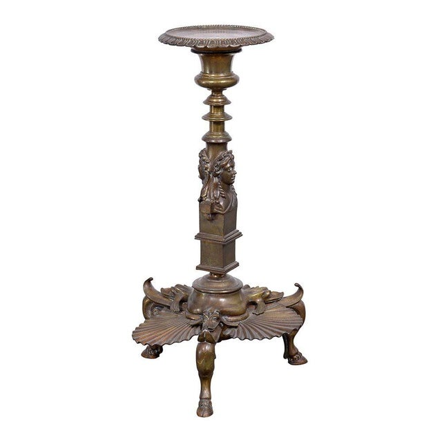 19th Century Bronze Figural Candle Stand For Sale - Image 4 of 7