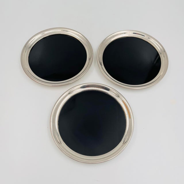 Black Vintage Lenox Pewter and Black Lucite 7.5" Diameter Tray For Sale - Image 8 of 9