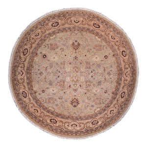 Shabby Chic Ziegler Gray/Tan Wool Round Rug - 10'0'' X 10'0''