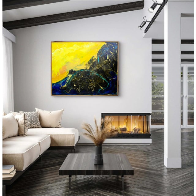 Contemporary Expressionist Abstract Painting, Solar Sun Flares - Mixed Media For Sale - Image 3 of 12
