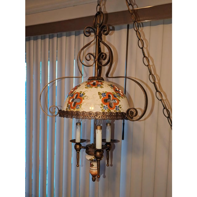 Tuscan 1950s Tuscany Hanging Porcelain Lamp For Sale - Image 3 of 10