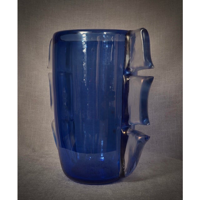 2000 - 2009 Mid-Century Sky Blue Murano Art Glass Vase, 2000s For Sale - Image 5 of 9