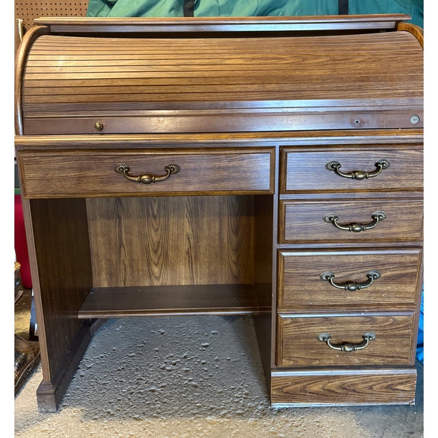 1970s 1970s Classic Oak Rolltop Desk For Sale - Image 5 of 8