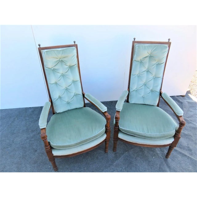 Mid 20th Century Mid 20th Century Louis XVI Fruitwood Tufted Chairs-a Pair For Sale - Image 5 of 8