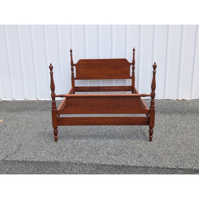Mid 20th Century Vintage Whitney Traditional Solid Cherry Four Half Poster Full Size Bed Frame. For Sale - Image 5 of 12