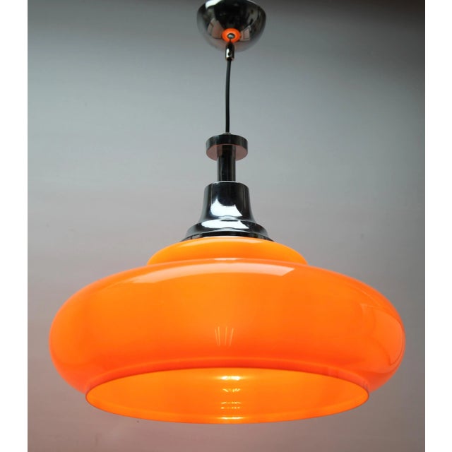 Gold Mid-Century Scandinavian Pendant Light with Acrylic Optical Shade For Sale - Image 8 of 11