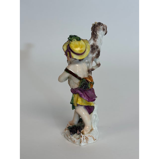 Baroque Young Shepherdess With Goat Figurine For Sale - Image 3 of 10