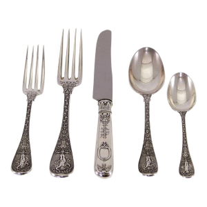 1990s Montrésor Sterling Silver Hand-Crafted 5-Piece Flatware Place-Setting
