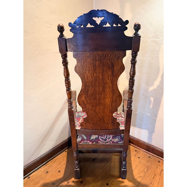 Wood Late 19th Century Antique English Gothic Revival Carved High Back Dining Chairs – Set of 8 For Sale - Image 7 of 12