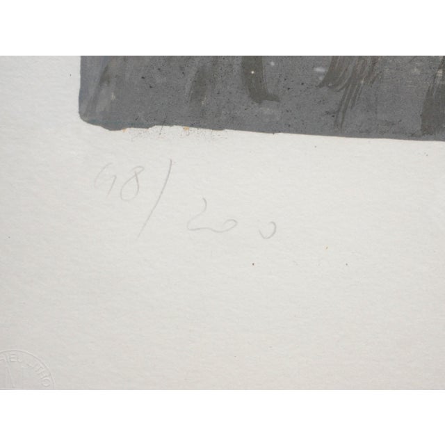 Horst Antes "Homage to Michelangelo" Modern Teal & Grey Tone Figurative Abstract Lithograph, 1975 For Sale - Image 11 of 12