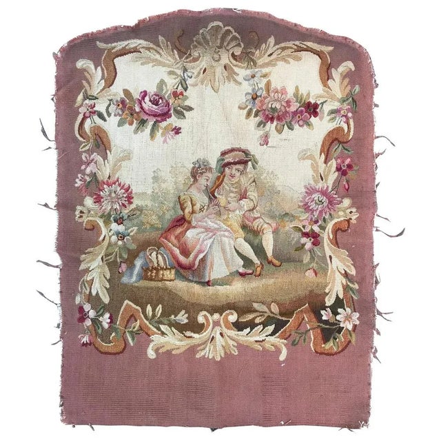 Antique Aubusson Cushion Chair Cover Tapestry, 1890s For Sale - Image 10 of 10