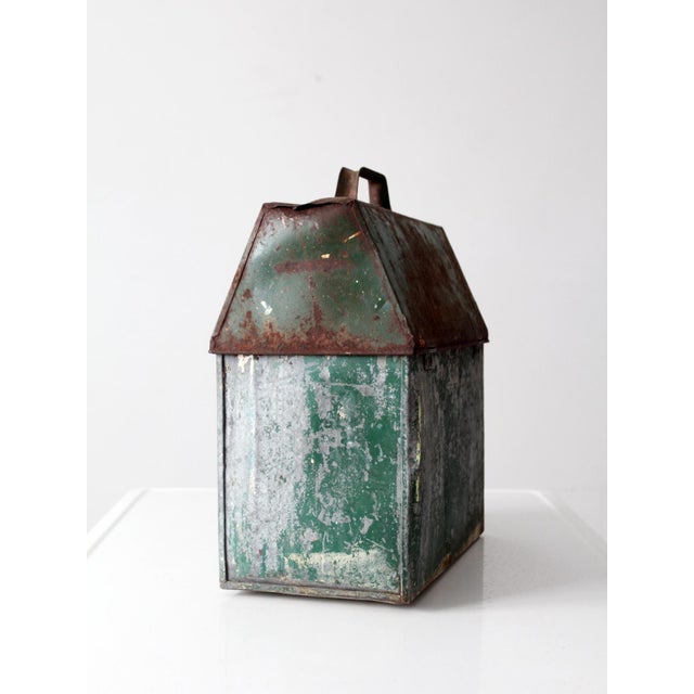 Mid-Century Modern Mid-Century Green Galvanized Metal Toolbox For Sale - Image 3 of 16