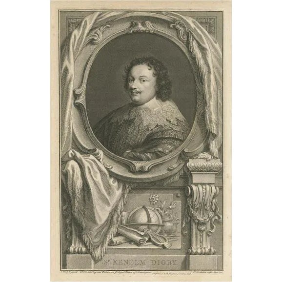 Jacobus Houbraken, Portrait of Sir Kenelm Digby, English Courtier and Diplomat, Print For Sale