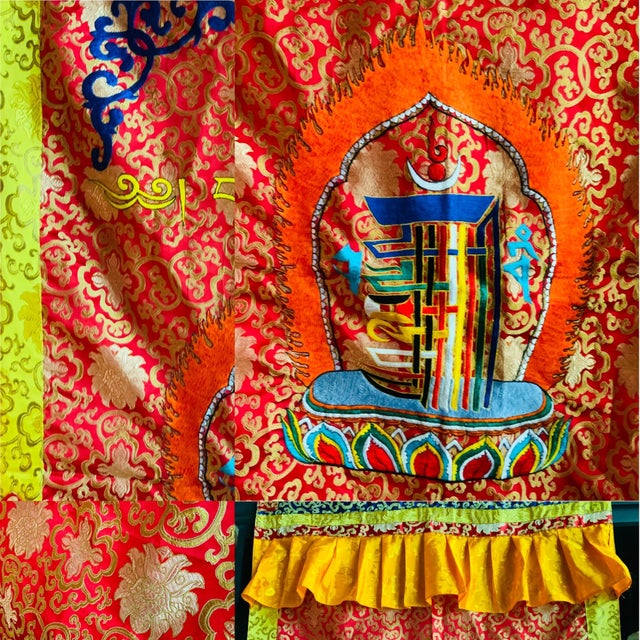 1980s Buddhist Silk Embroidered Prayer Banner For Sale - Image 5 of 12