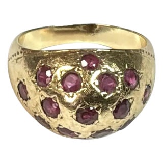 10k Yellow Gold and Ruby Dome Ring Vintage For Sale