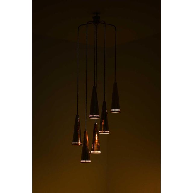 Scandinavian Modern Ceiling Lamp in Brass by Mauri Almari, 1950s For Sale - Image 6 of 12