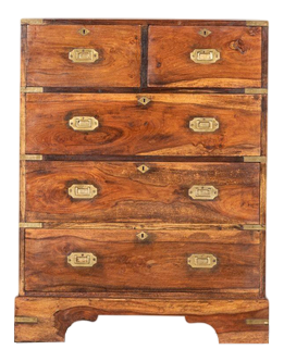 English Walnut Campaign Chest Drawers, 1880