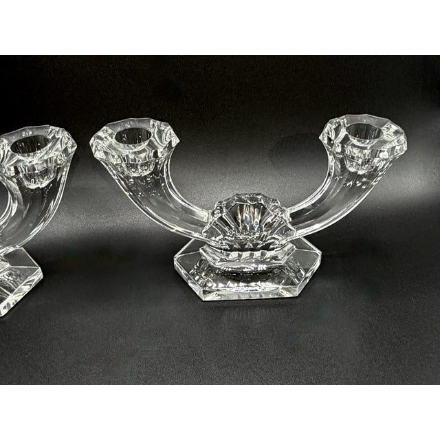 Imperial Crystal Twin-Arm Candelabra from Val Saint Lambert, Belgium, 1950s, Set of 2 For Sale - Image 8 of 18