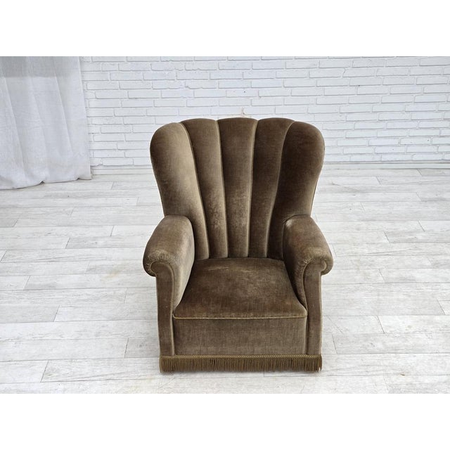 1960s Danish Relax Armchair in Dark Green Velour and Ash, 1960s For Sale - Image 5 of 18