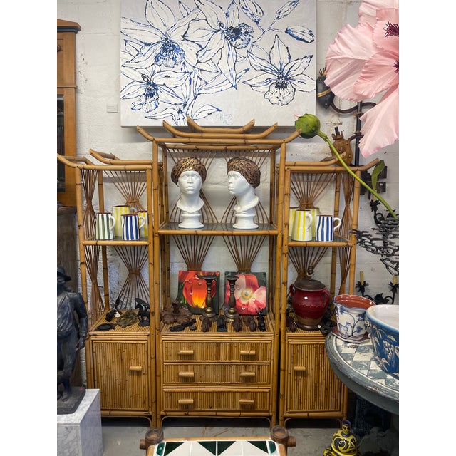 Brown 1990s Rattan Pagoda Form Etagere For Sale - Image 8 of 10