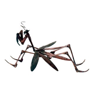 Japanese Articulate Praying Mantis Jizai Okimono Myochin Hiroyoshi Meiji For Sale