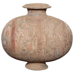 206 Bc-200 Ad Han Dynasty Antique Terracotta Silk Cocoon Jar With Original Paint