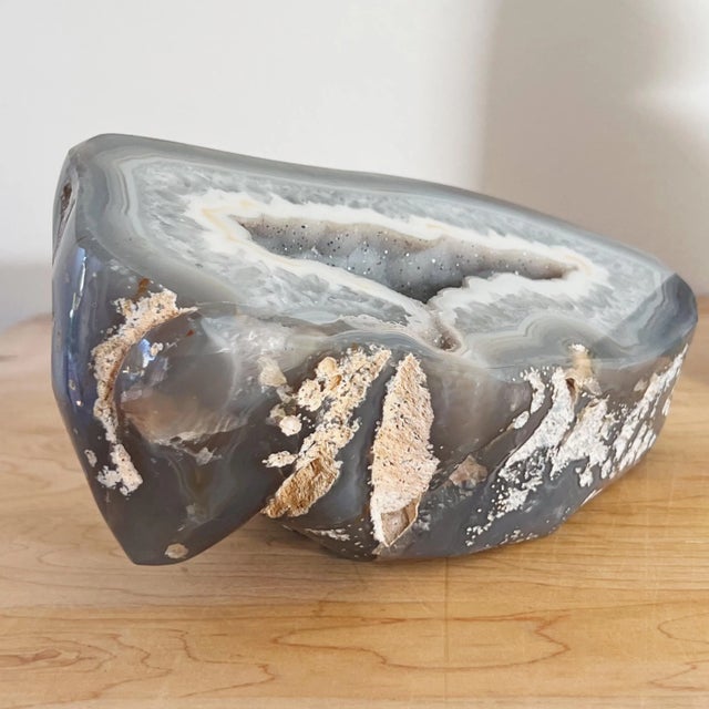 Gemstone Vintage Geode and Crystal Bookends With Polished Backs, a Pair For Sale - Image 7 of 9