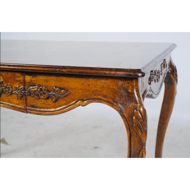 Vintage Louis XV–Style Carved Walnut Writing Desk or Console Table For Sale - Image 9 of 10