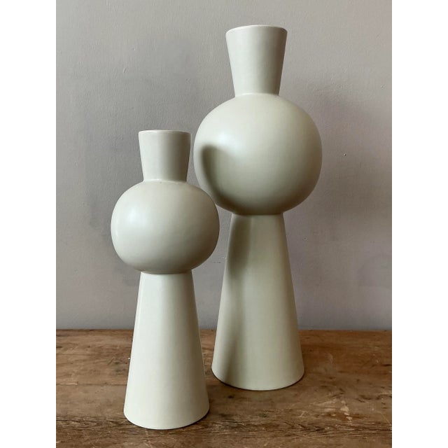 Vintage Boho Glazed Ceramic Vase - Set of 2 For Sale In West Palm - Image 6 of 6