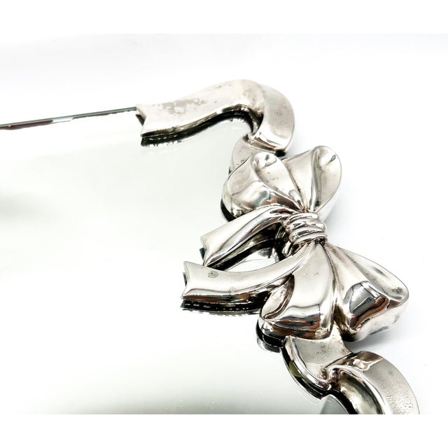 Metal 1980s Godinger Silver-Plated Bow & Ribbon Mirrored Vanity Tray — Hollywood Regency / Traditional / Shabby Chic For Sale - Image 7 of 18