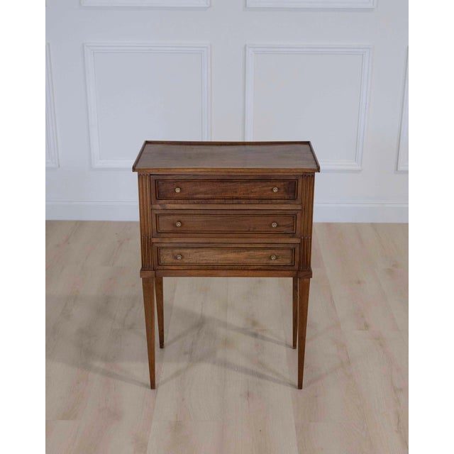 French French 20th Century Louis XVI Style Walnut Bedside Table For Sale - Image 3 of 7