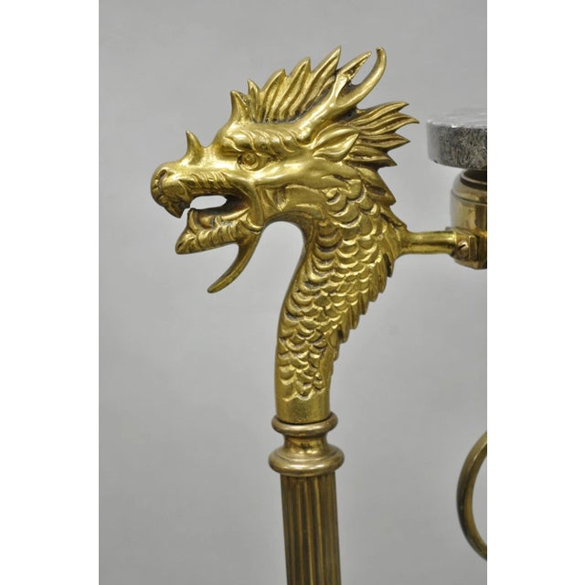 Antique Italian Renaissance Brass Figural Dragon Head Pedestal Table Plant Stand For Sale - Image 4 of 15