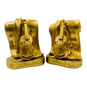 Set of 2 1965 Progressive Art Products Musical Motif Bookends