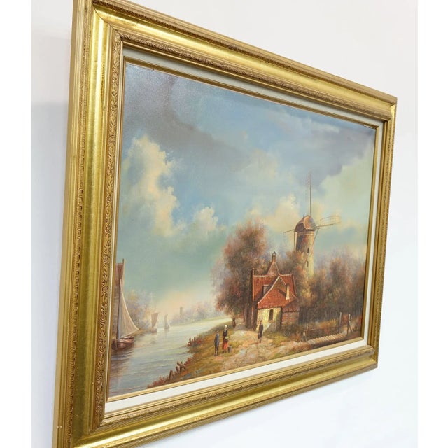 Sky Blue 1960s European School Oil on Canvas Signed Original For Sale - Image 8 of 8