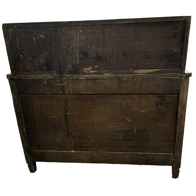 Louis XVI Walnut Burnt Commode with Marquet Decoration For Sale - Image 3 of 6