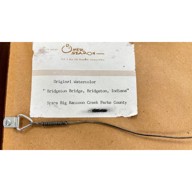 Original Omer Seamon Watercolor "Bridgeton Bridge" 1994 For Sale - Image 9 of 16