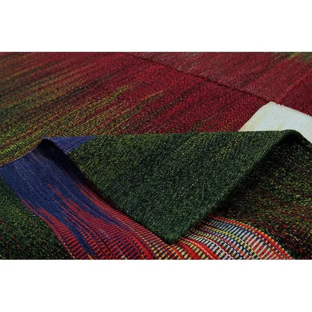 Mid-Century Modern Handwoven Flatweave Stripe Pattern Scandinavian Style Kilim Rug 4’10” X 6’0″ For Sale - Image 3 of 11