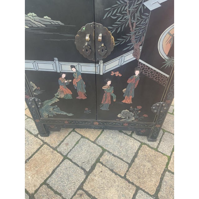 Chinese Half Cabinet in Black Lacquer, 1920a For Sale - Image 15 of 16