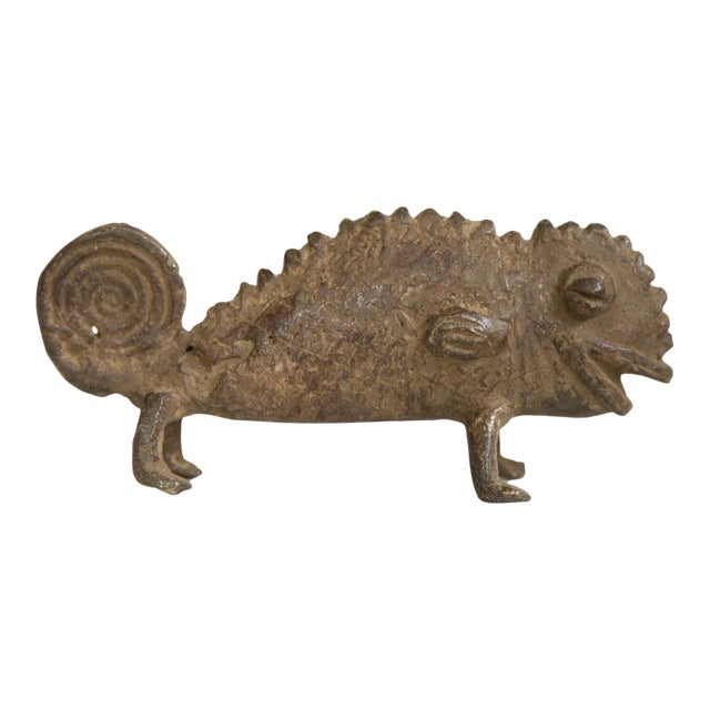 Vintage African Bronze Chameleon For Sale