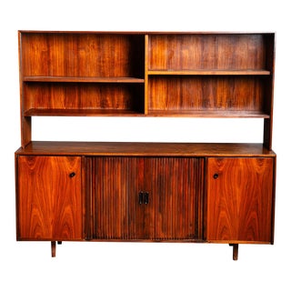 1960s Mid Century Modern Glenn California 2 Tier Tambour Credenza For Sale