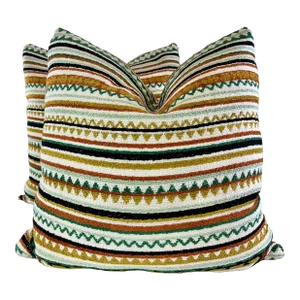 James Malone Fabrics "Mulhacen" in Green 22" Pillows-A Pair