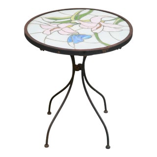 Early 20th Century Stain Glass Art Deco Cafe Table For Sale