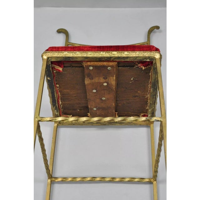 Early 20th Century Antique Italian or Spanish Hollywood Regency Gold Iron Gothic Small Side Chair For Sale - Image 9 of 12